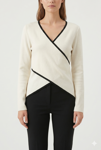 Da Donna Top Incrociato V-Neck Maniche Lunghe Elegante