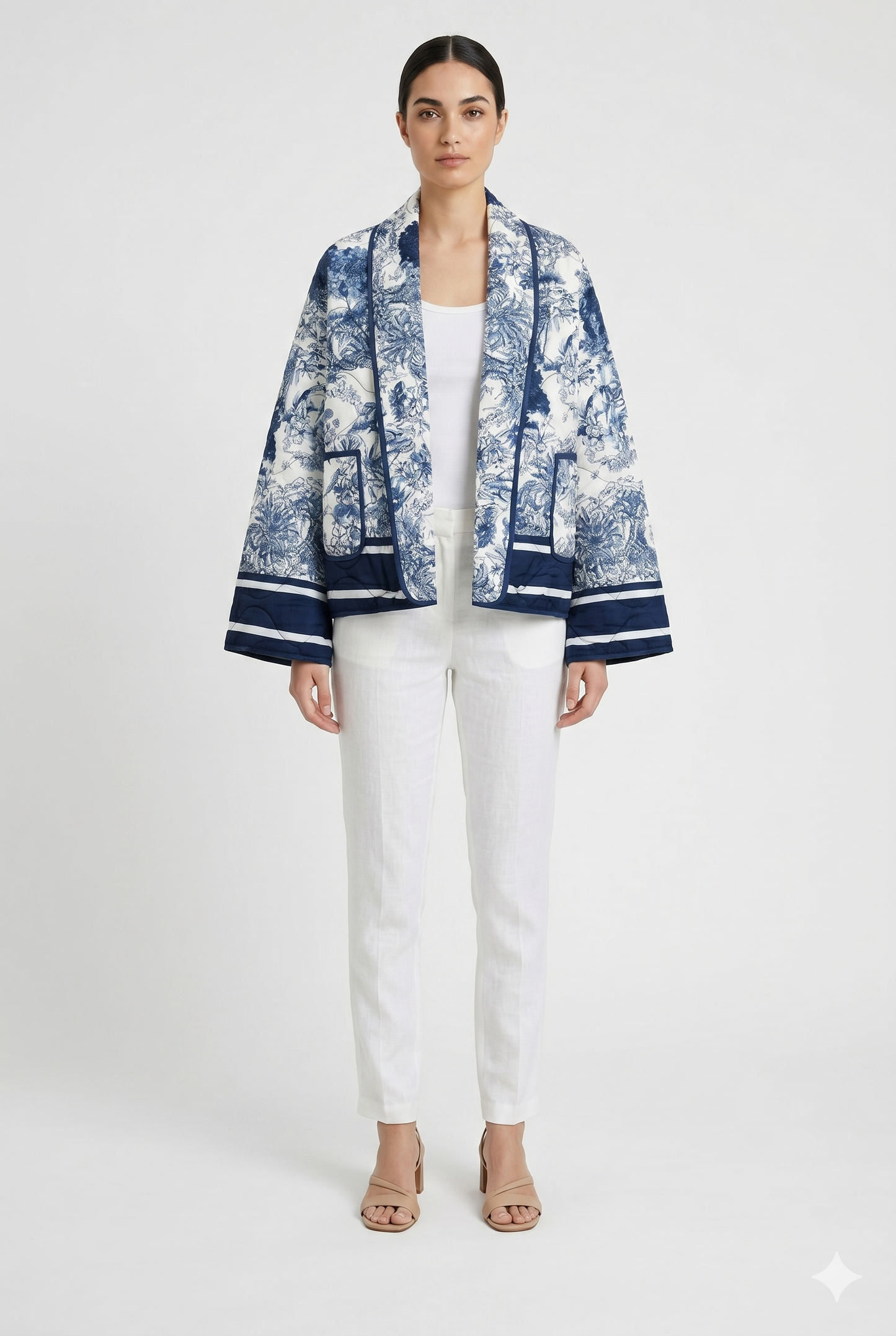Women's Lightweight Structured Quilted Floral Jacket, Elegant