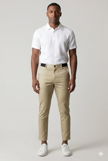 Da Uomo Pantaloni Chino Slim Fit Cotone Stretch Sartoriali