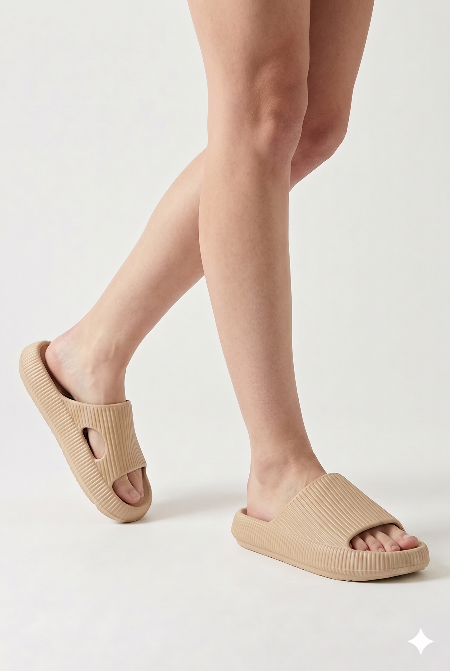 Women's Slide Sandals with Textured Band and Cushioned Comfort Sole