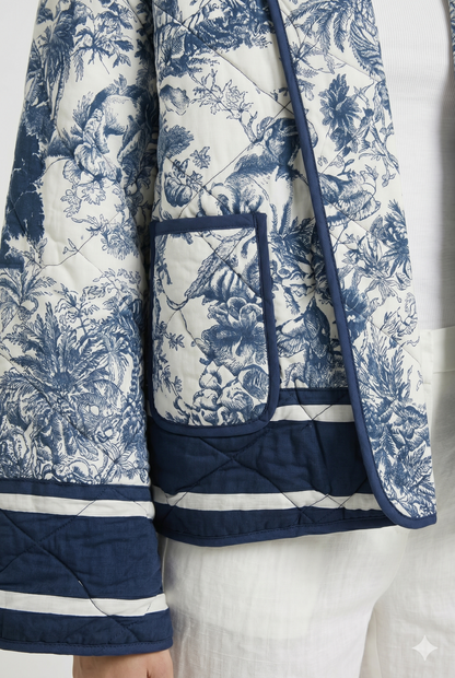 Women's Lightweight Structured Quilted Floral Jacket, Elegant