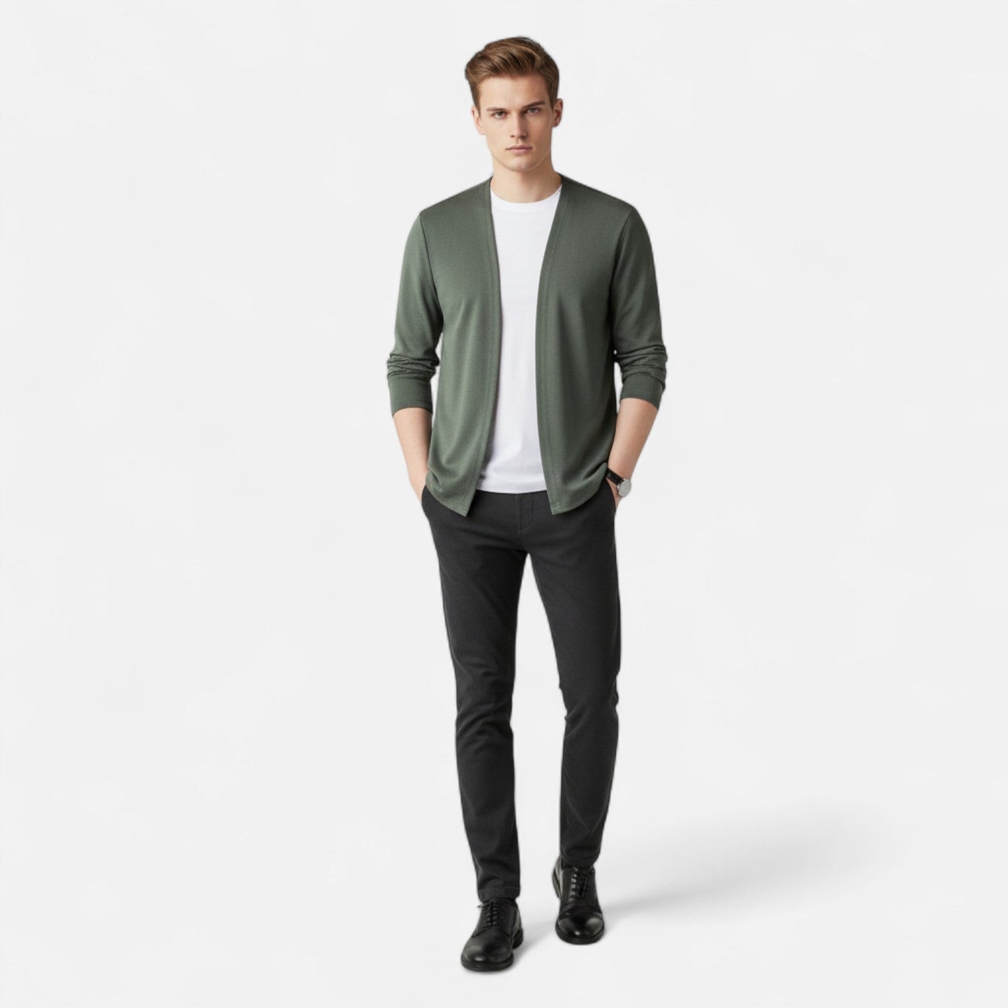 Da Uomo Cardigan Aperto Stile Minimal Eleganza Casual Moderna