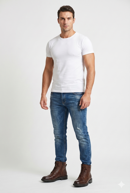 Da Uomo Stivaletti Pelle Strutturati Zip Laterale Lacci Urban