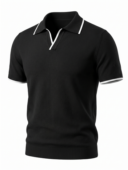 Polo in Maglia a Trecce con Profili a Contrasto: Raffinatezza Vintage