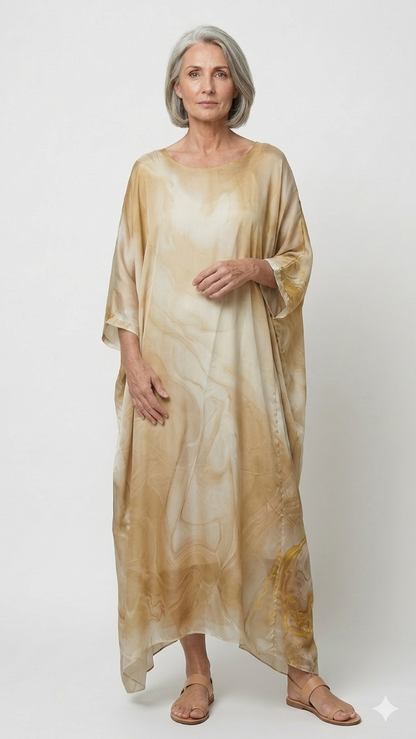 Da Donna Abito Maxi Fluido Oversize Orlo Asimmetrico Elegante