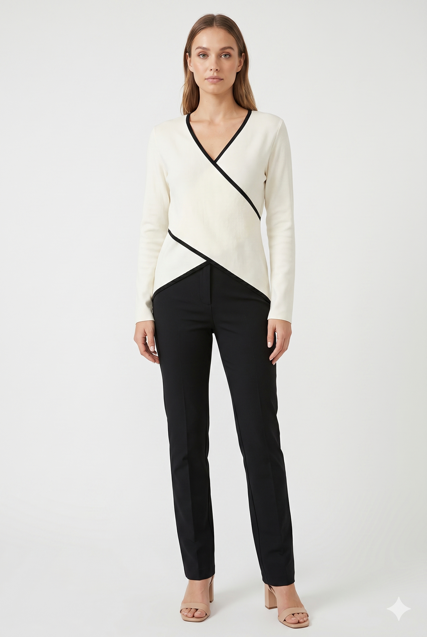 Da Donna Top Incrociato V-Neck Maniche Lunghe Elegante