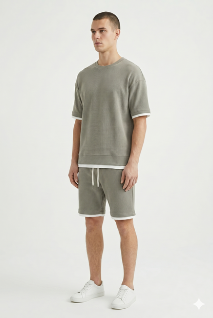 Da Uomo Set Coordinato T-Shirt e Shorts con Linea Essenziale