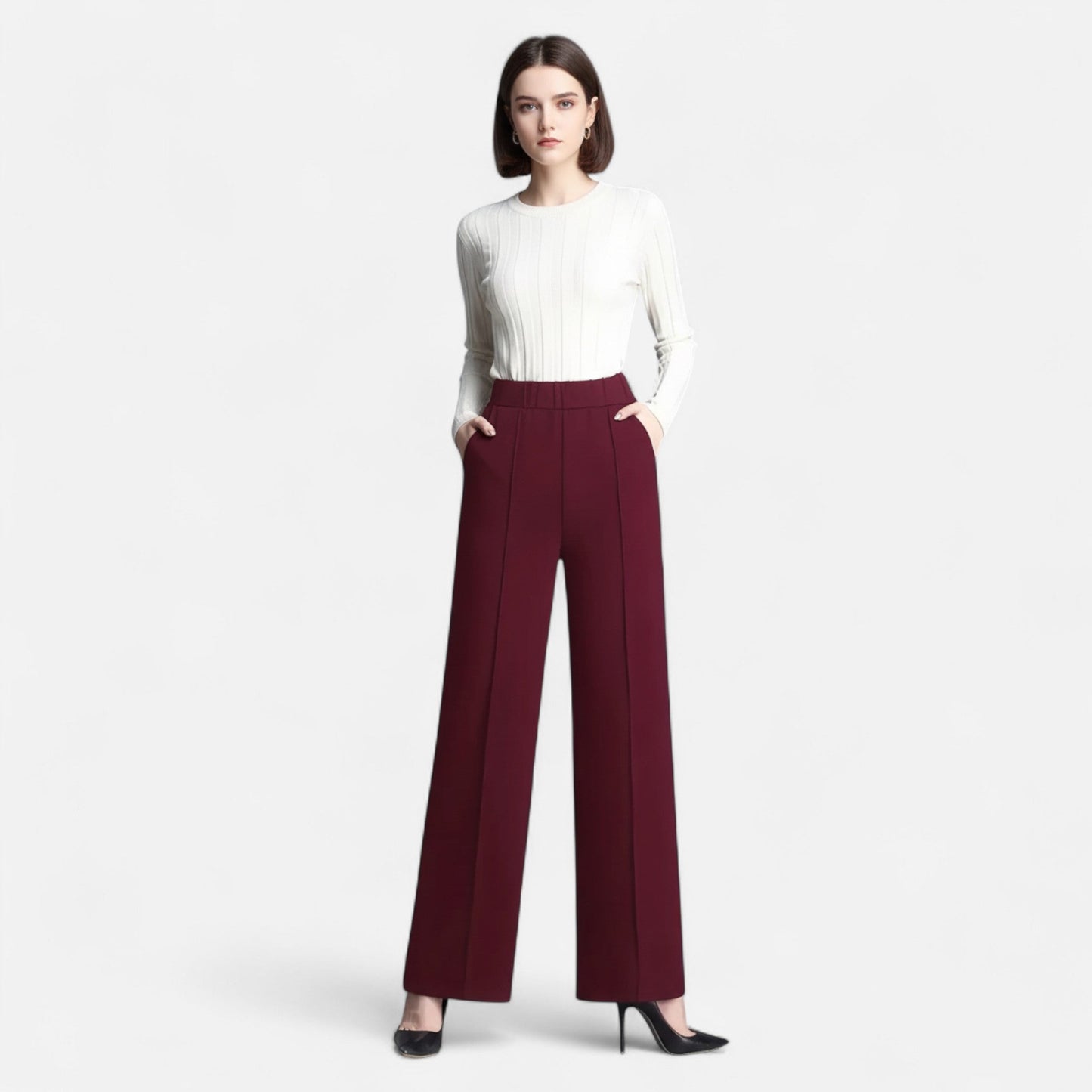 Da Donna Pantaloni Palazzo Alta Vita con Linea Fluida