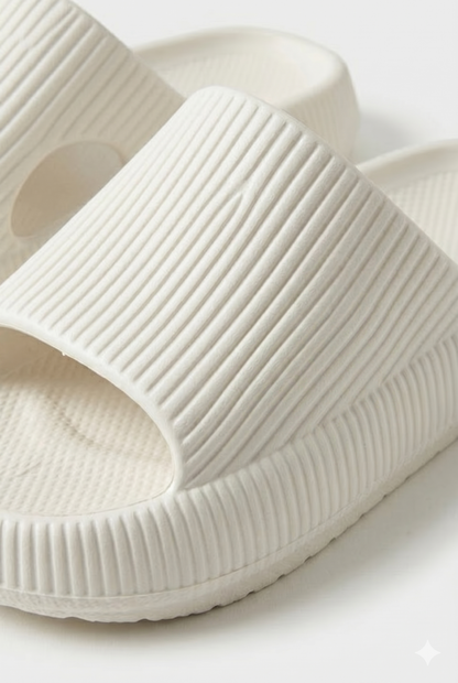Women's Slide Sandals with Textured Band and Cushioned Comfort Sole