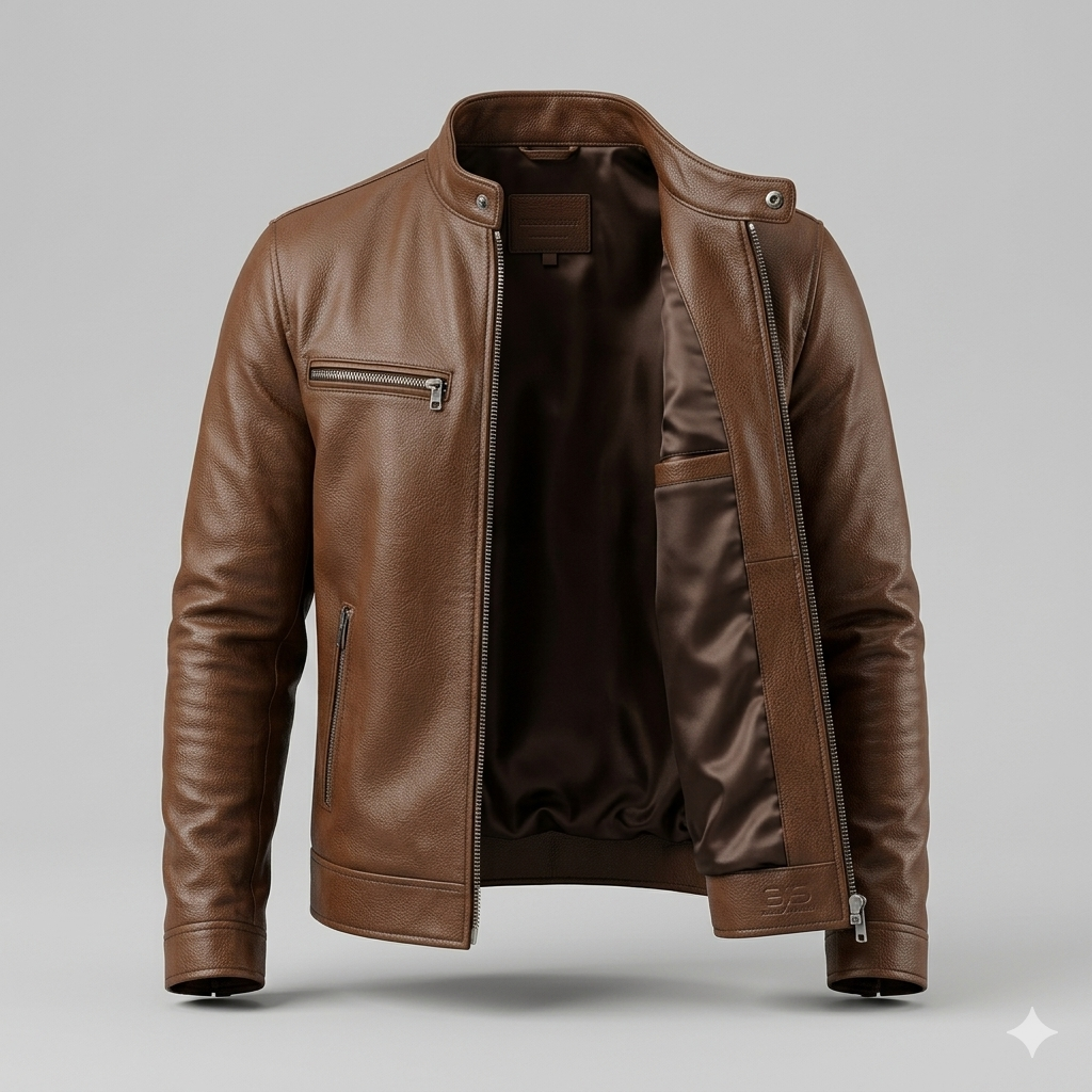 Giacca Biker in Vera Pelle Premium – Giubbotto Uomo Elegante con Collo alla Coreana
