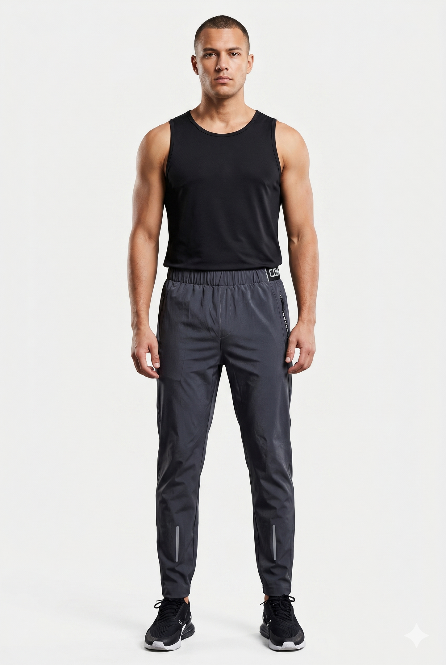 Da Uomo Pantaloni Jogger Tecnici Slim con Tasche Zip Performance