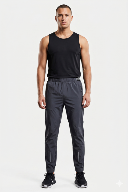 Da Uomo Pantaloni Jogger Tecnici Slim con Tasche Zip Performance