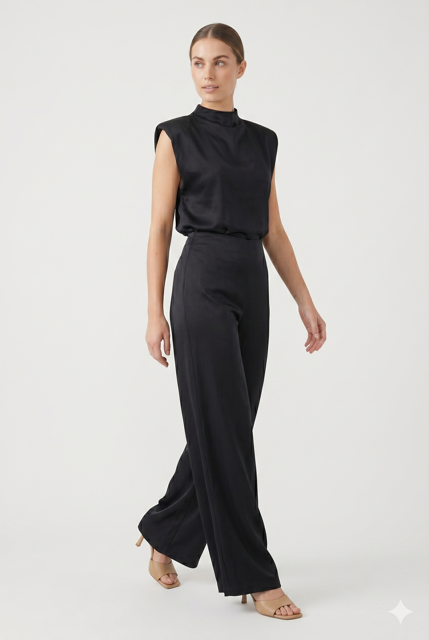 Da Donna Tuta Intera Gamba Ampia Collo Alto Fluida Elegante