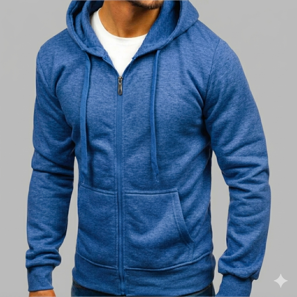 Da Uomo Felpa Zip Cappuccio Relax Casual Moderna