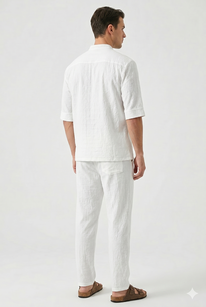 Da Uomo Completo Due Pezzi Camicia Pantalone Linea Rilassata