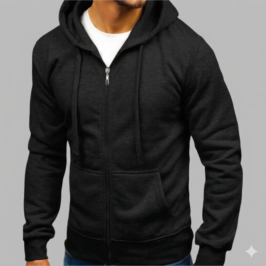 Da Uomo Felpa Zip Cappuccio Relax Casual Moderna