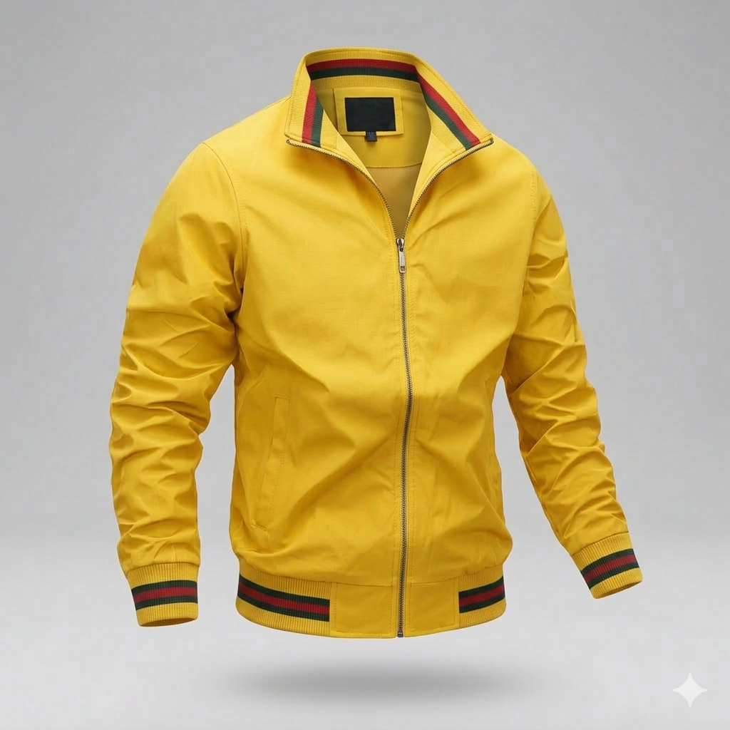 Da Uomo Giacca Leggera Zip Front Collo Strutturato Moderna