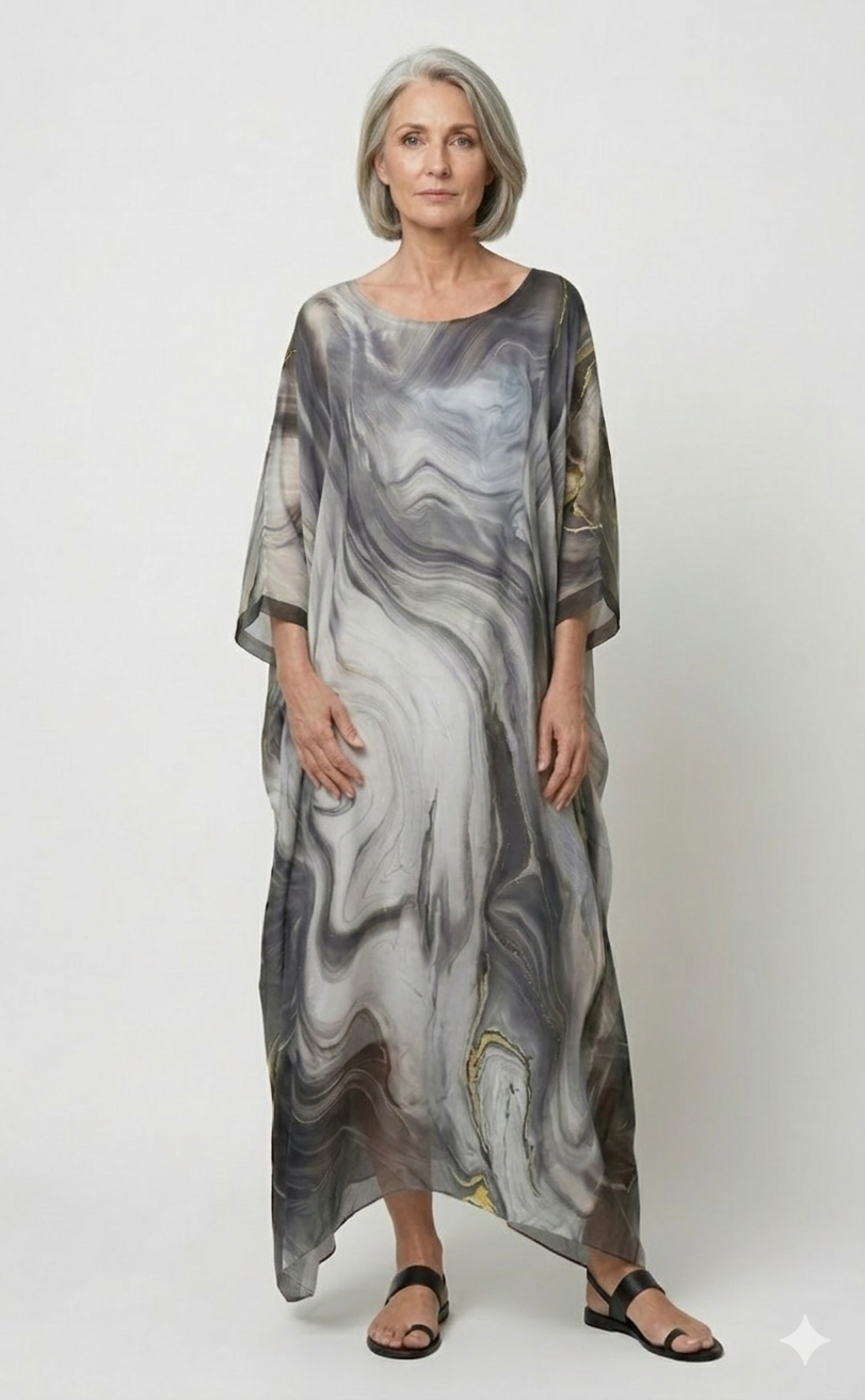 Da Donna Abito Maxi Fluido Oversize Orlo Asimmetrico Elegante