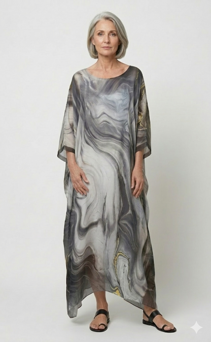 Da Donna Abito Maxi Fluido Oversize Orlo Asimmetrico Elegante