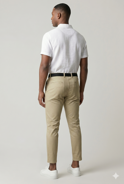 Da Uomo Pantaloni Chino Slim Fit Cotone Stretch Sartoriali