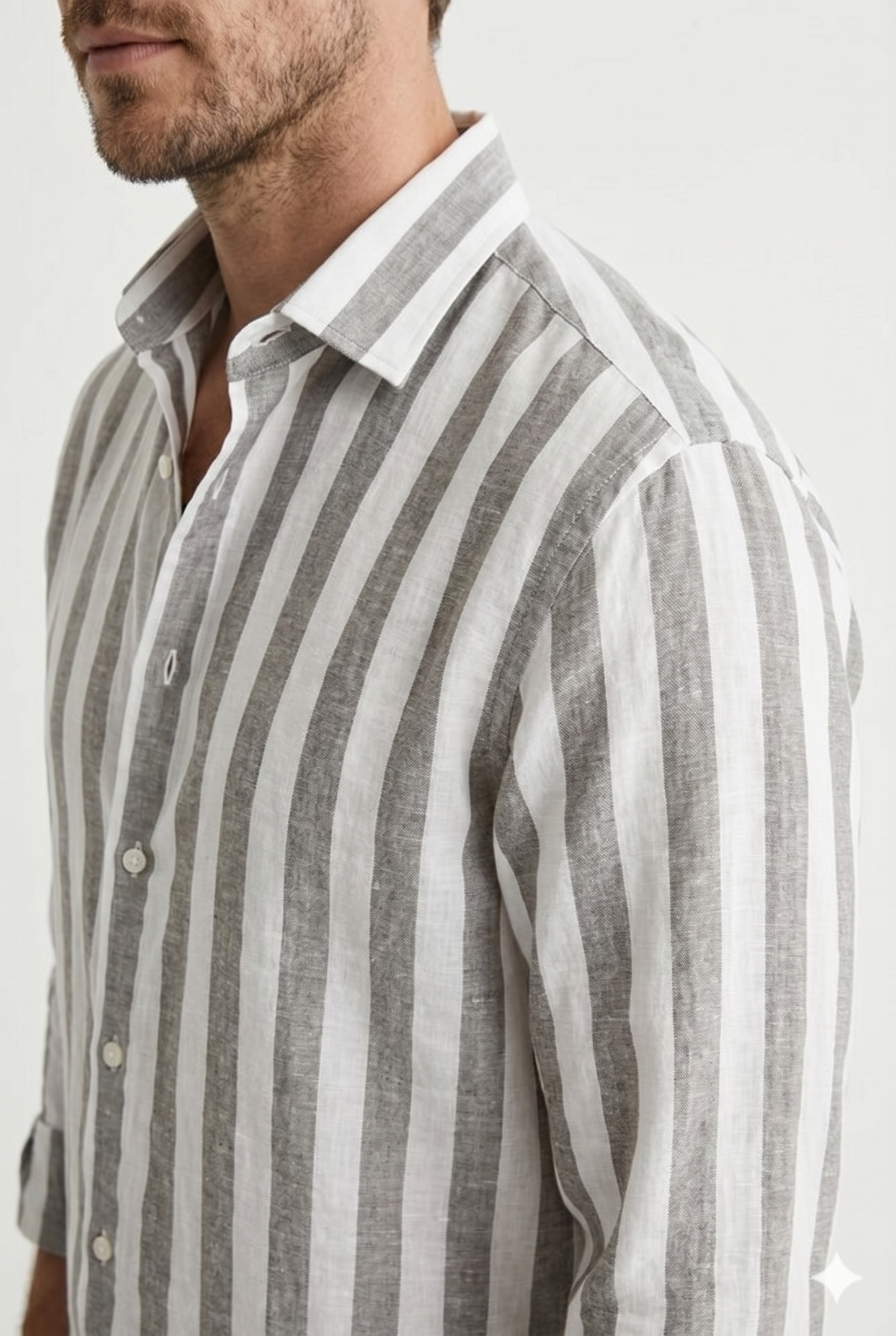 Da Uomo Camicia Estiva a Righe con Struttura Leggera Traspirante