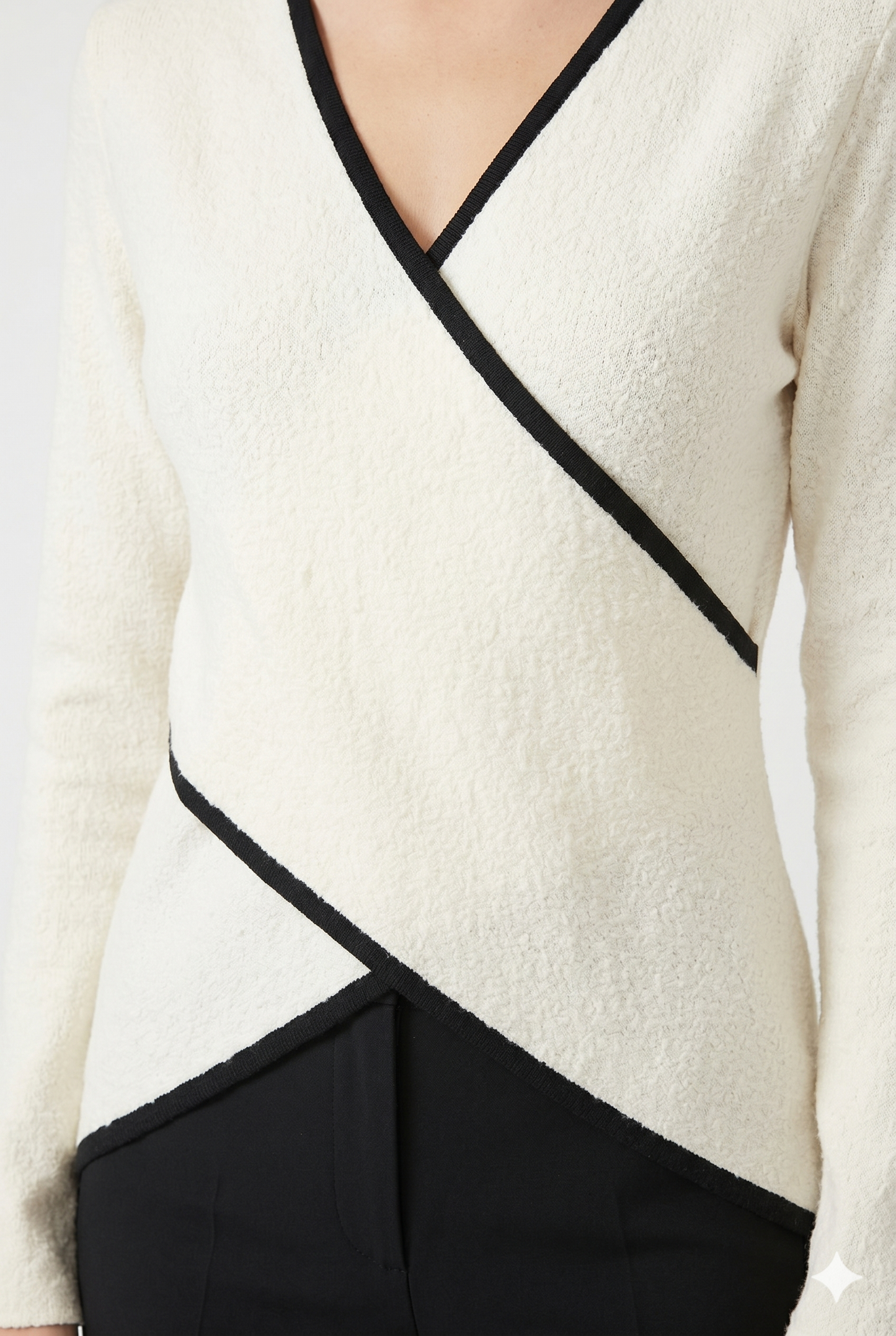 Da Donna Top Incrociato V-Neck Maniche Lunghe Elegante