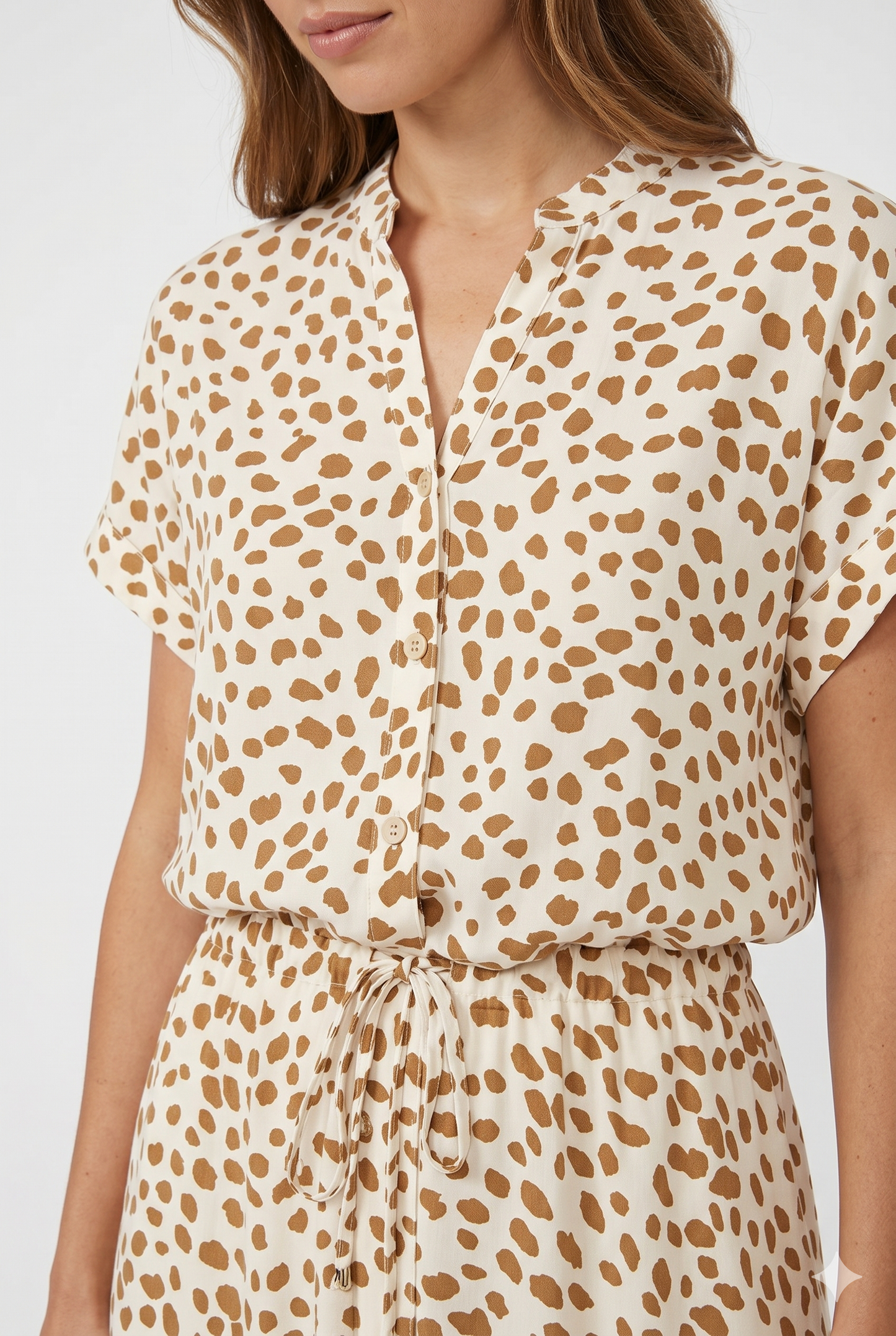 Da Donna Abito Midi Fluido Vita Regolabile Stampa Elegante
