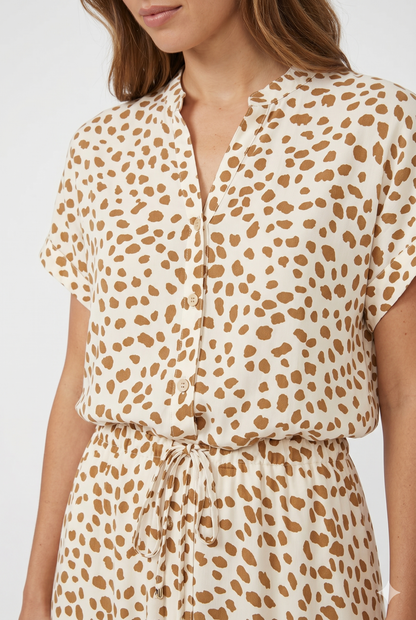 Da Donna Abito Midi Fluido Vita Regolabile Stampa Elegante