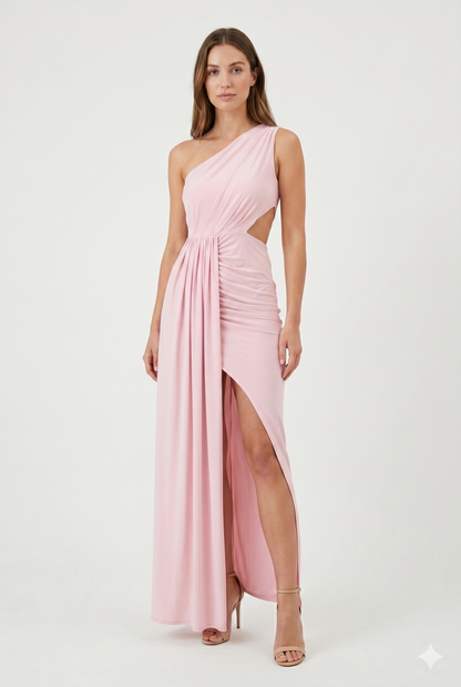 Da Donna Abito Monospalla Drappeggiato Spacco Alto Silhouette Fluida