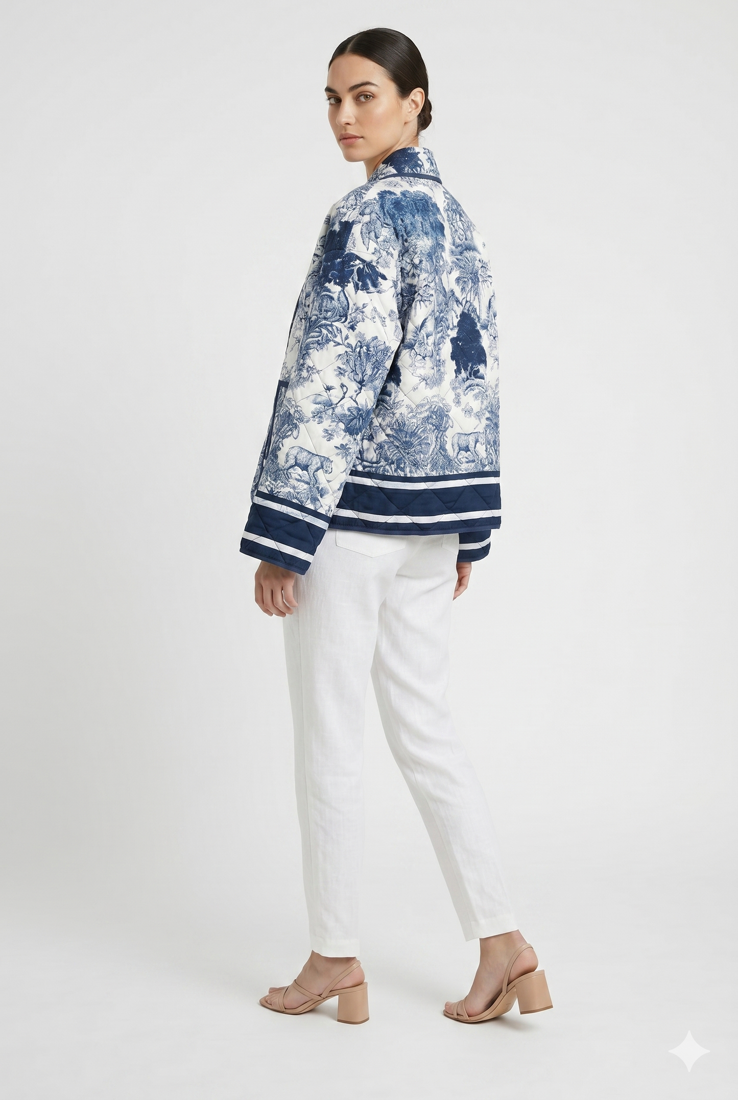 Women's Lightweight Structured Quilted Floral Jacket, Elegant
