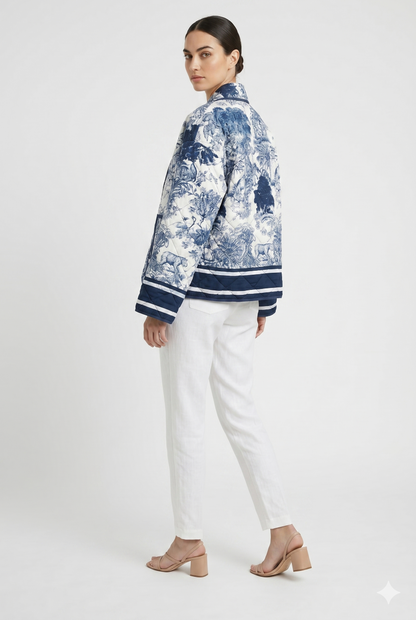 Women's Lightweight Structured Quilted Floral Jacket, Elegant
