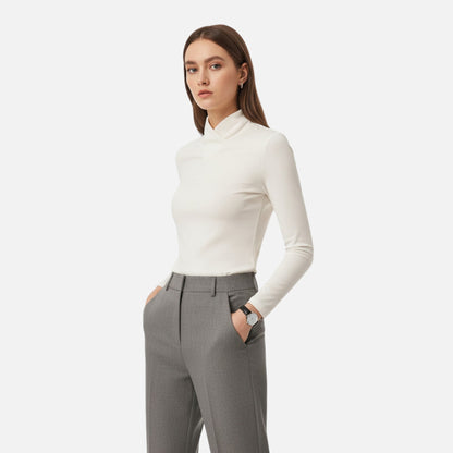 Da Donna Blusa Collo Incrociato Maniche Lunghe Elegante