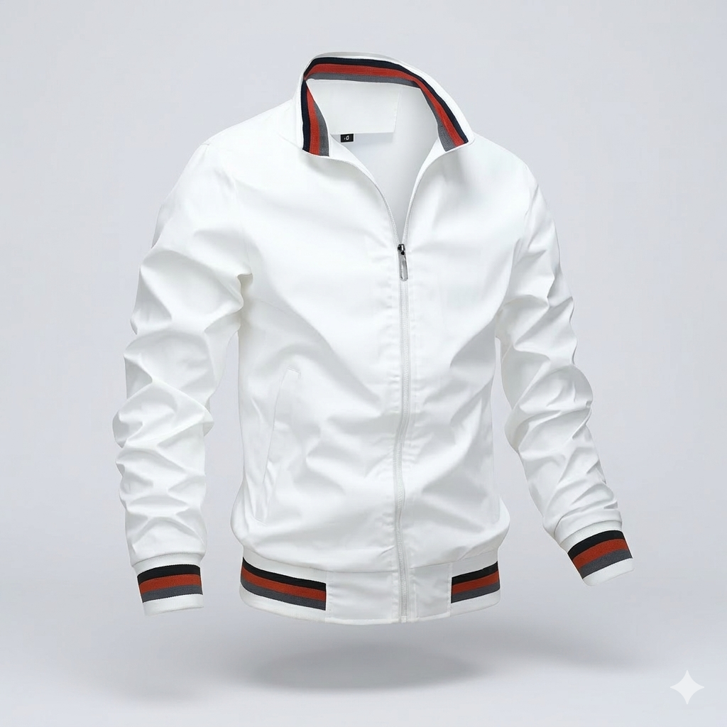 Da Uomo Giacca Leggera Zip Front Collo Strutturato Moderna