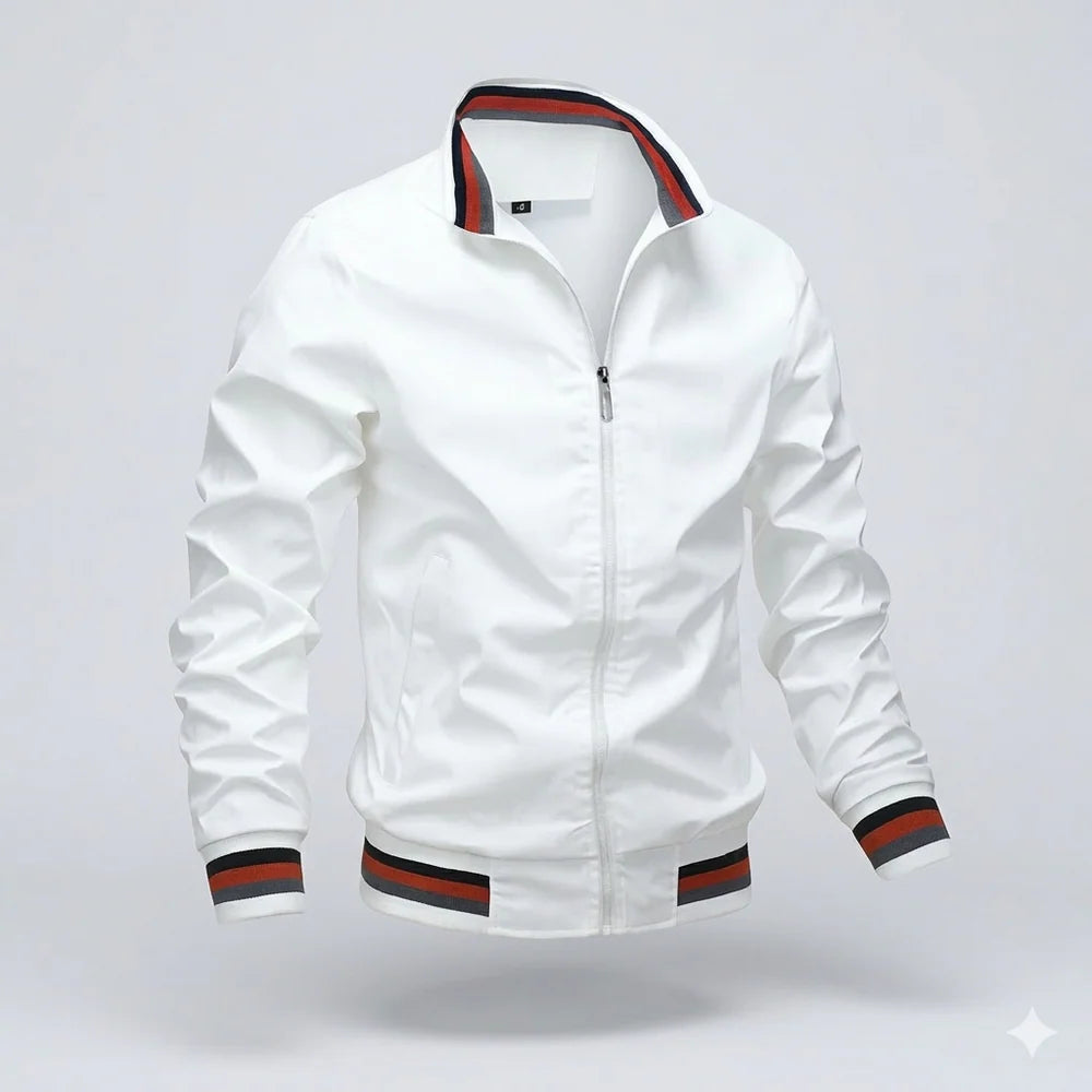 Da Uomo Giacca Leggera Zip Front Collo Alto Design Pulito