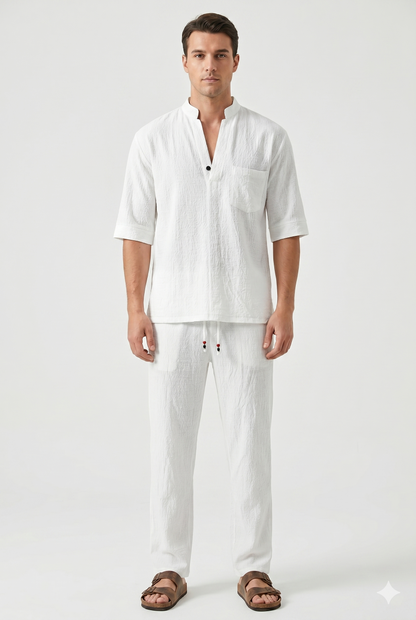 Da Uomo Completo Due Pezzi Camicia Pantalone Linea Rilassata
