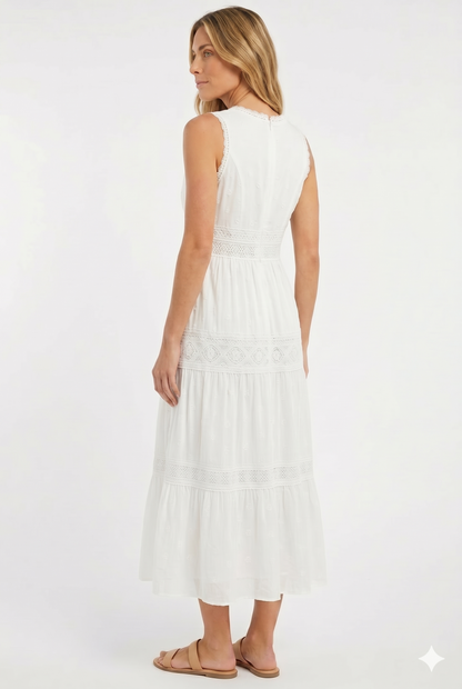 Da Donna Abito Boho Lungo Linea Fluida Vita Definita Elegante