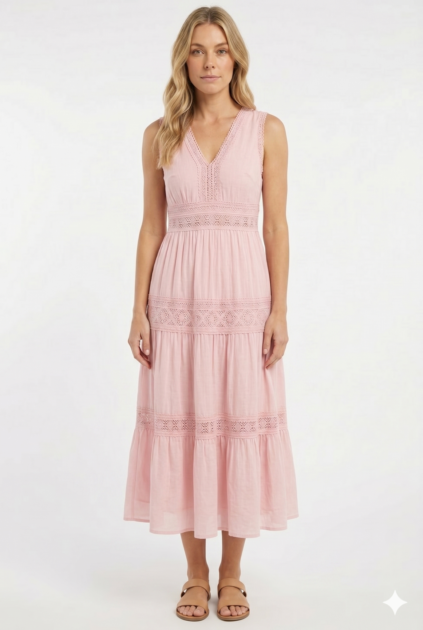 Da Donna Abito Boho Lungo Linea Fluida Vita Definita Elegante