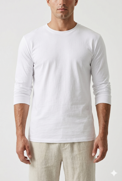 Da Uomo Maglia Manica Lunga Girocollo Cotone Struttura Essenziale
