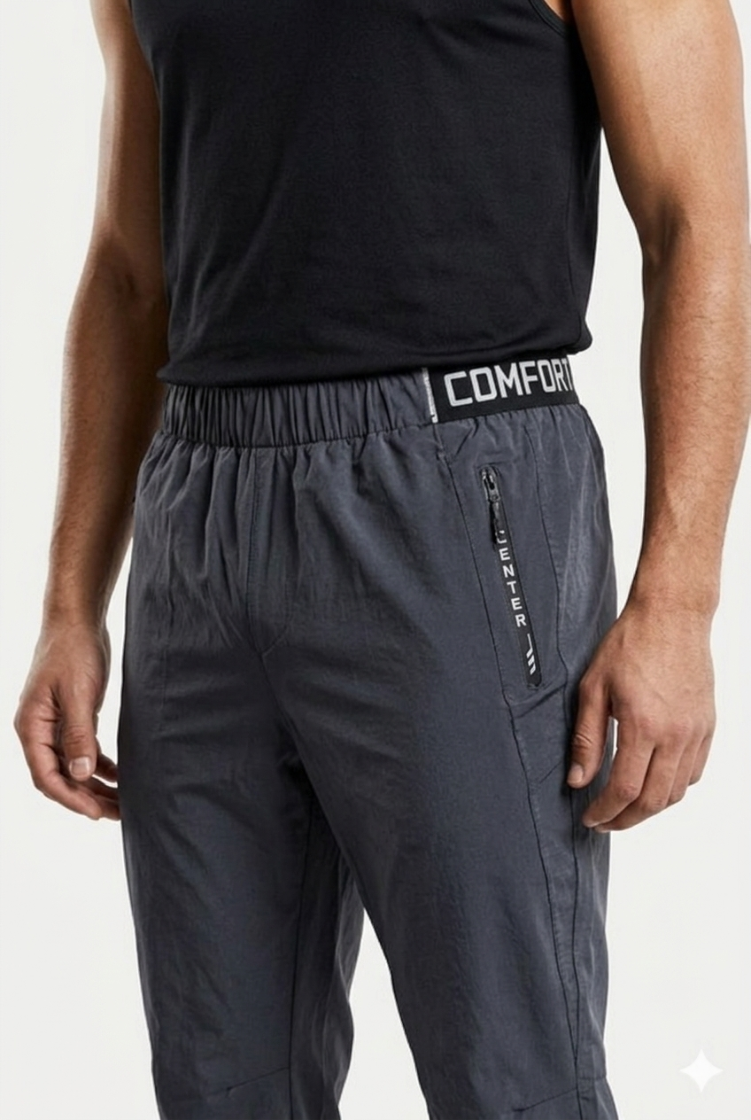 Da Uomo Pantaloni Jogger Tecnici Slim con Tasche Zip Performance