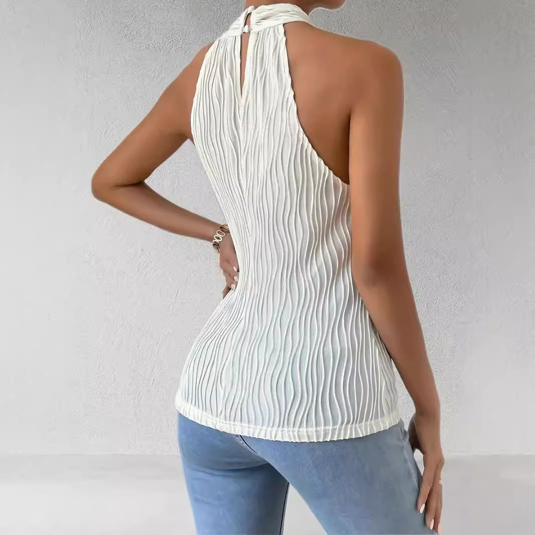 Da Donna Top Plissettato All'Americana Collo Incrociato Vestibilità Slim