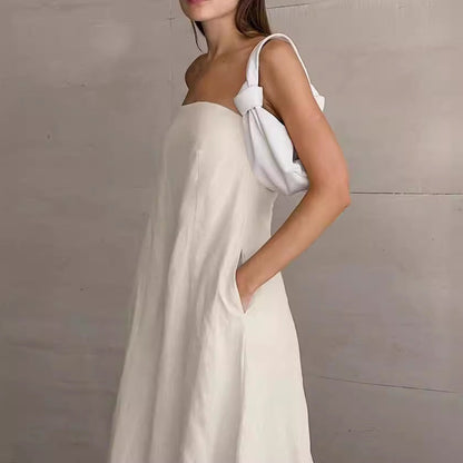 Da Donna Abito Maxi Senza Spalline Effetto Lino Vestibilità Comoda