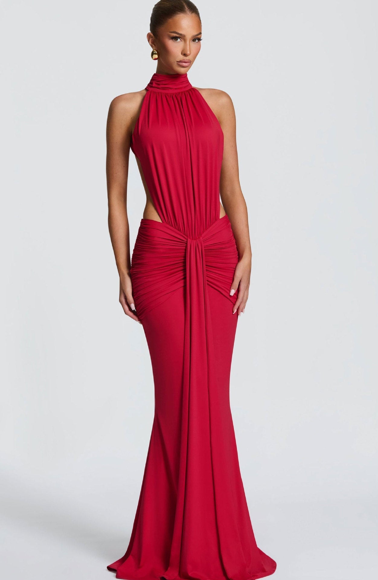Da Donna Abito Maxi All'Americana con Vita Arricciata con Apertura