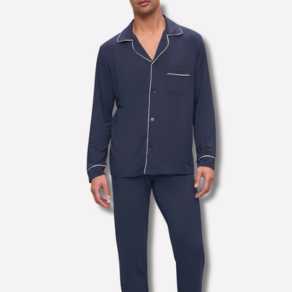 Da Uomo Pigiama Cotone Bottoni Relax Casual Moderno