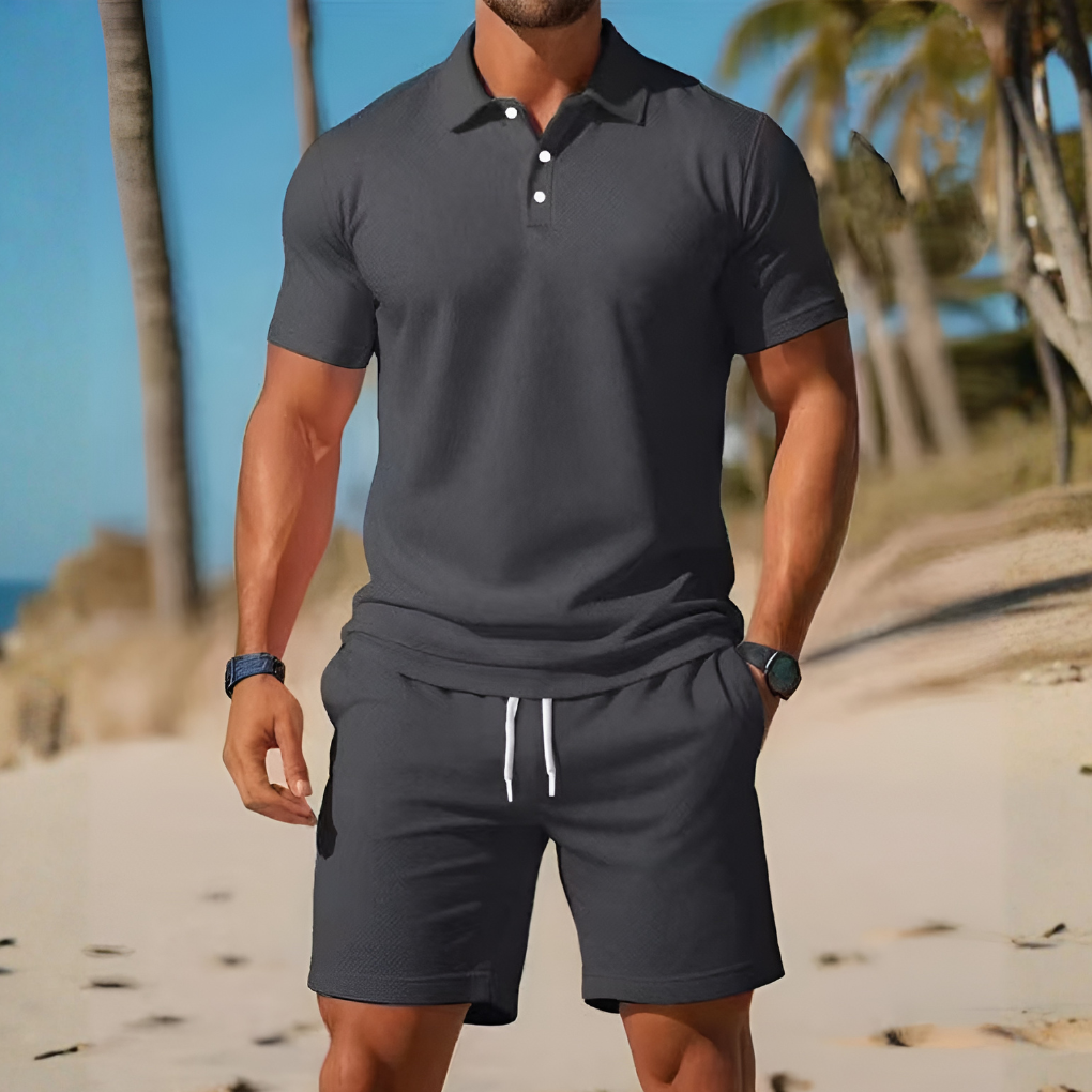Da Uomo Completo Polo Maglia Bermuda Relax Casual Moderna