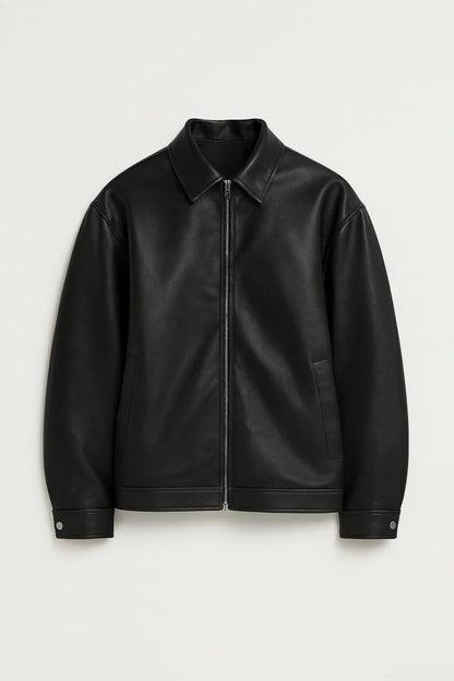 Da Uomo Giacca Biker Oversize Zip Urban Casual Moderna