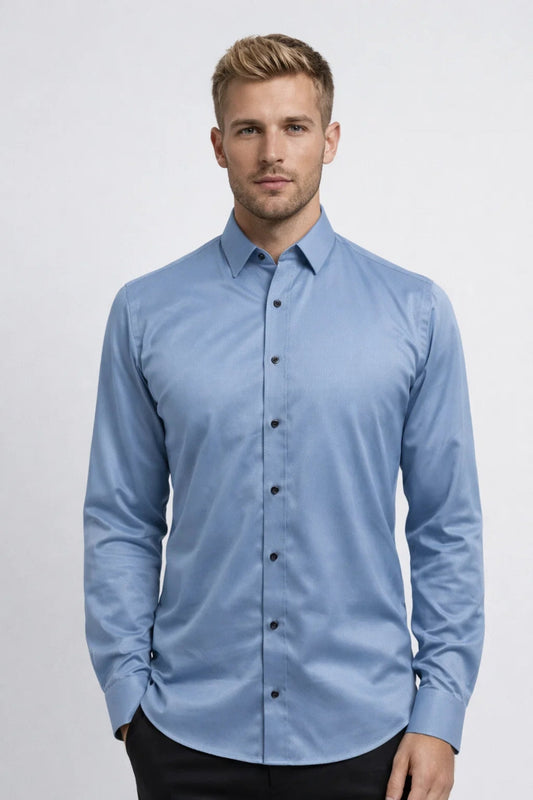 Da Uomo Camicia Sartoriale con Bottoni a Contrasto e Colletto a Punta