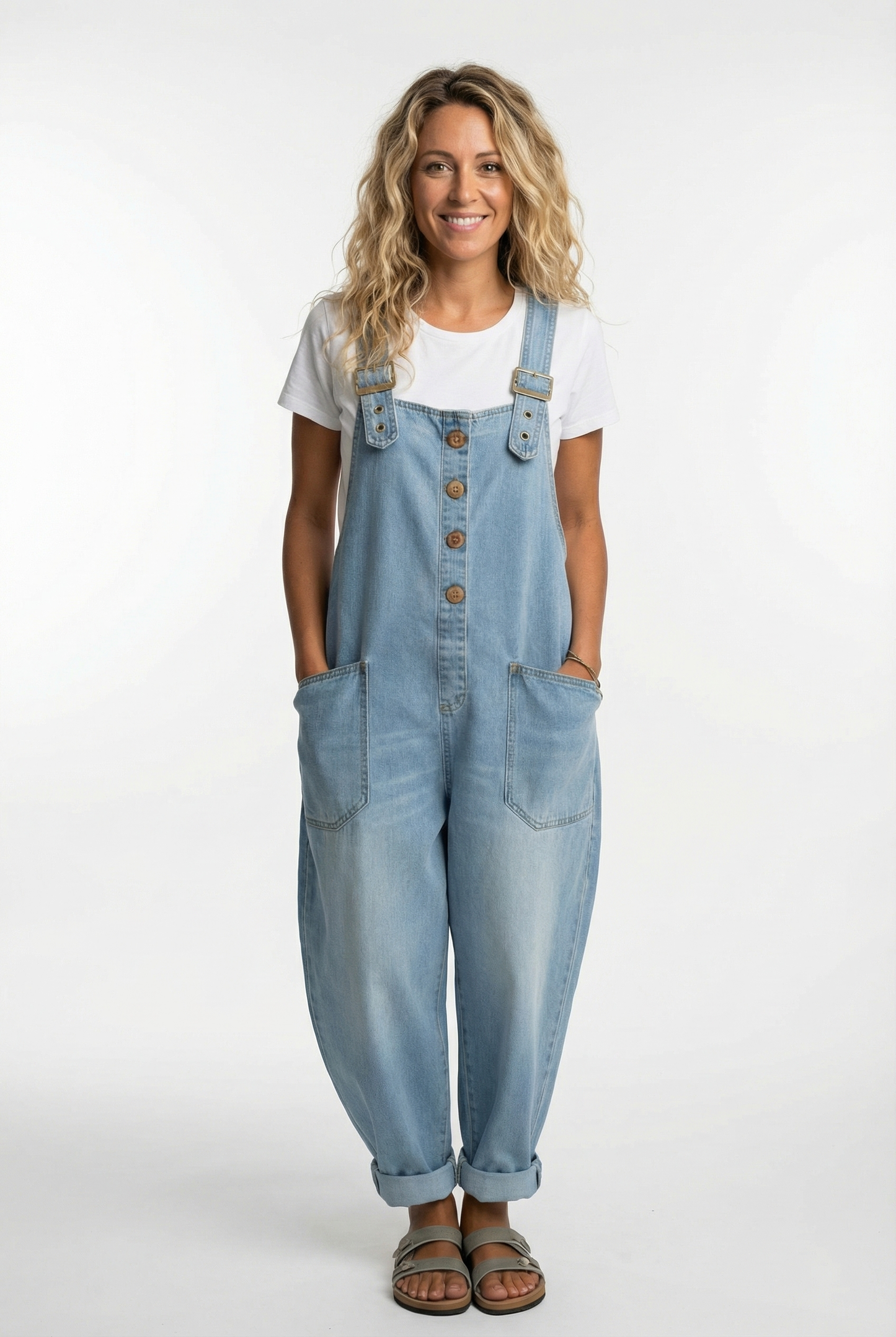 Da Donna Salopette in Denim con Spalline Regolabili