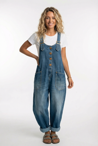 Da Donna Salopette in Denim con Spalline Regolabili