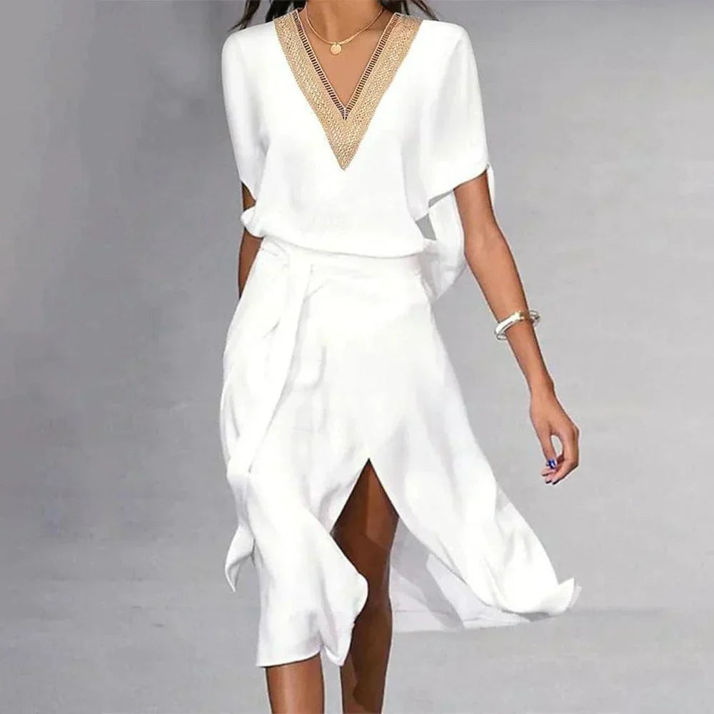Da Donna Abito Midi Scollo V Drappeggiato Eleganza Moderna