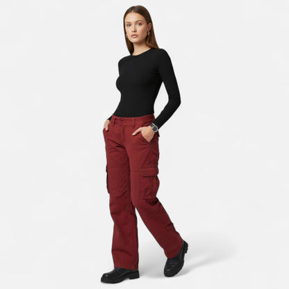 Da Donna Pantaloni Cargo a Gamba Larga con Tasche Utility Multiple